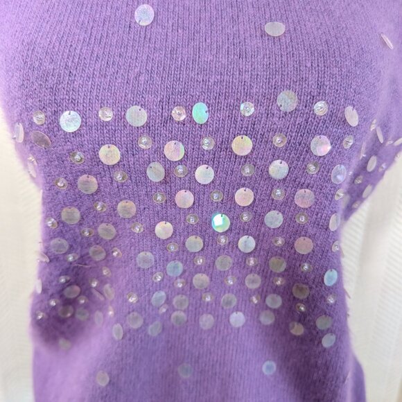 Vintage Jessica Purple Angora Sleeveless Sweater Beaded Sequins Soft Glam Large - Picture 4 of 13